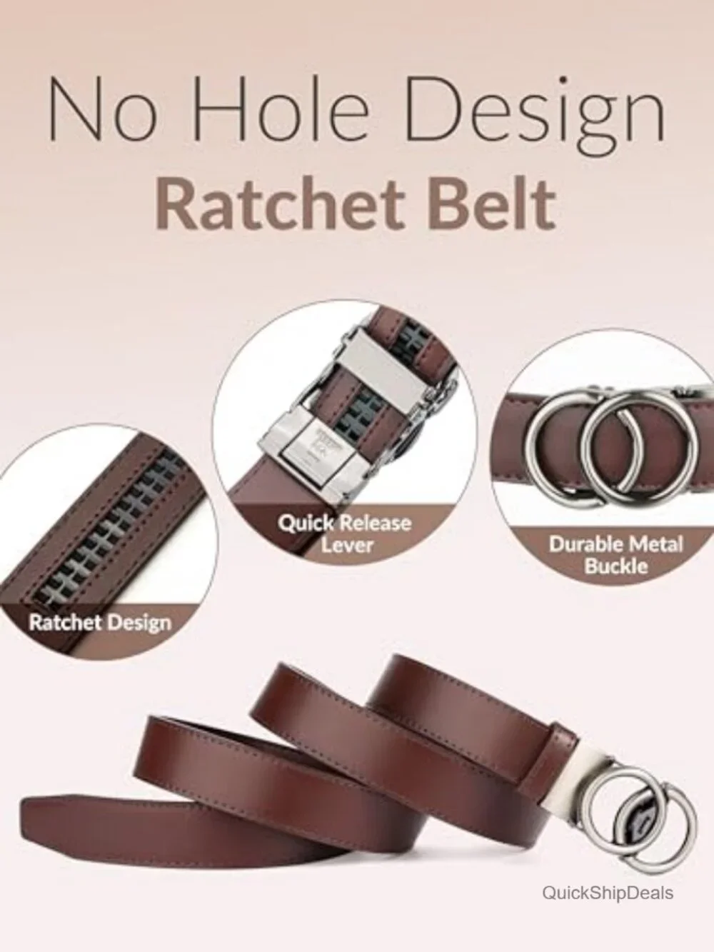 Genuine Leather Ratchet Belt Adjustable Women Dress Belt